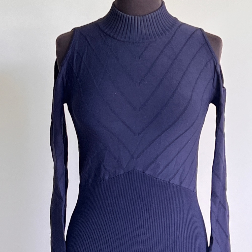 Manning Cartell Turtle Neck Navy Blue Maxi Dress Size Medium - Picture 2 of 14